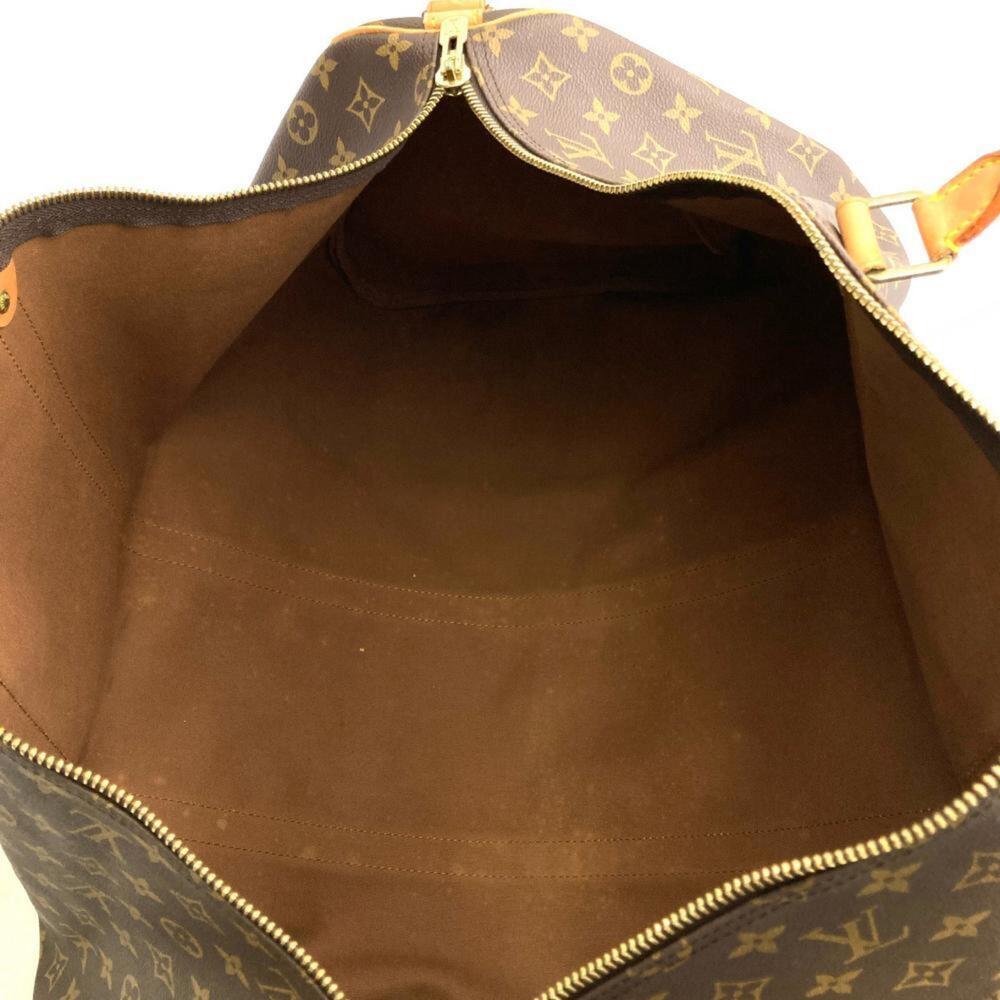 LOUIS VUITTON Authentic Brown Monogram Leather Keepall 60 Boston Bag - Picture 7 of 9
